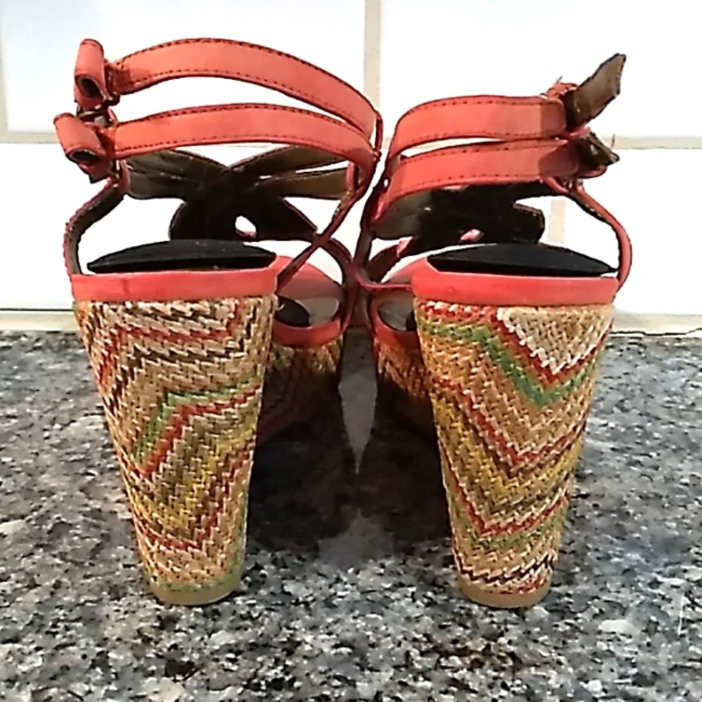 St.Johns Bay Coral Platform Wedge Sandals. Size 7.5 - Picture 4 of 11